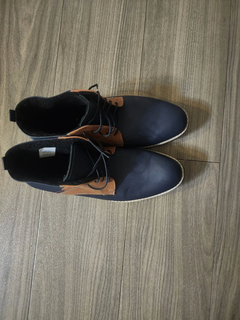 Men's Two-Tone Navy and Tan Leather Chukka Boots